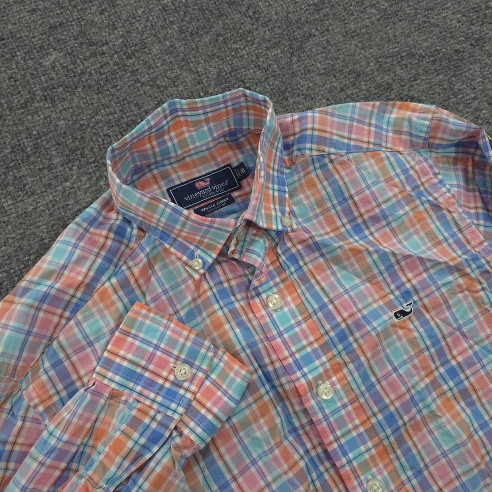 Vineyard Vines Shirt Mens XS Multicolor Plaid Long Sleeve Whale Casual Preppy